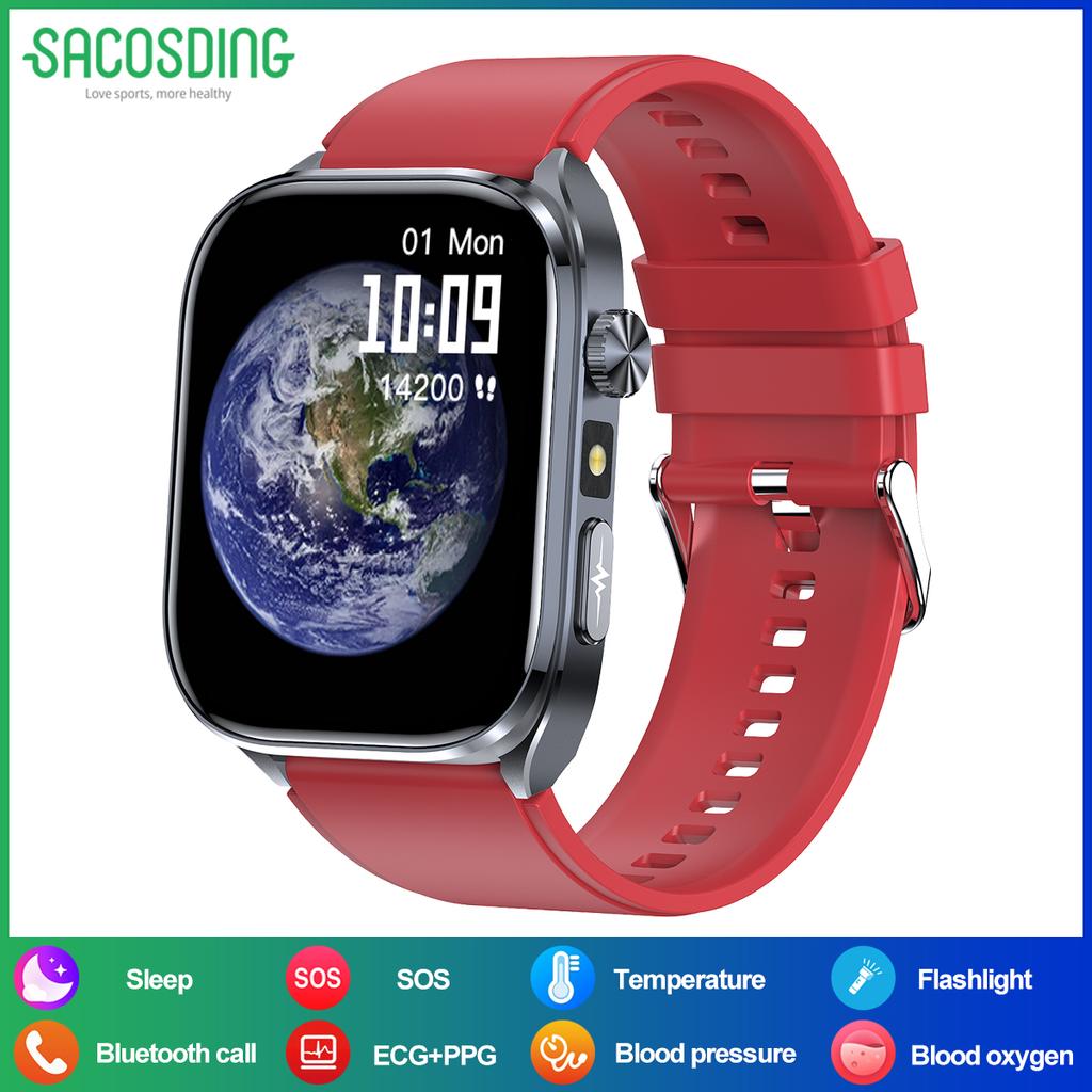 SACOSDING AI Health SmartWatch for Men Women with Flashlight 2.5D UI Voice Bluetooth Call Smart Watch Fitness Tracker
