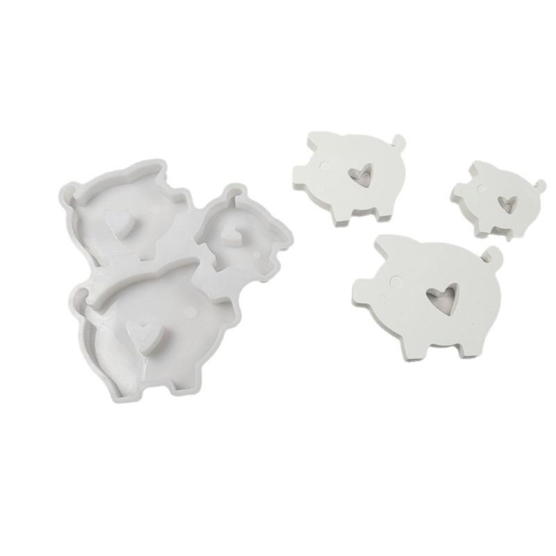 Pack of 3 Silicone Moulds Swine Wirent Silicone Moulds Casting Mould Heart Lucky Swine Casting Mould Silicone Mould Swine Candle Holder Plaster Mould 1