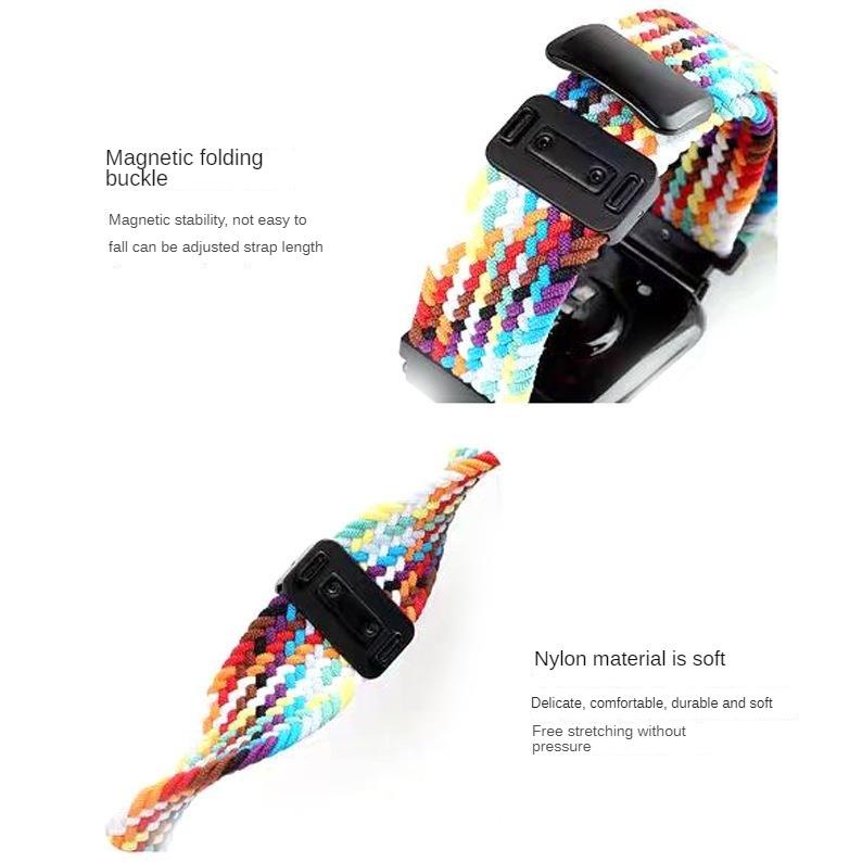 Suitable for Xiaomi Band 9 Pro/8 Pro - Folding Magnetic Clasp Woven Nylon Loop Band for Smart Wristbands