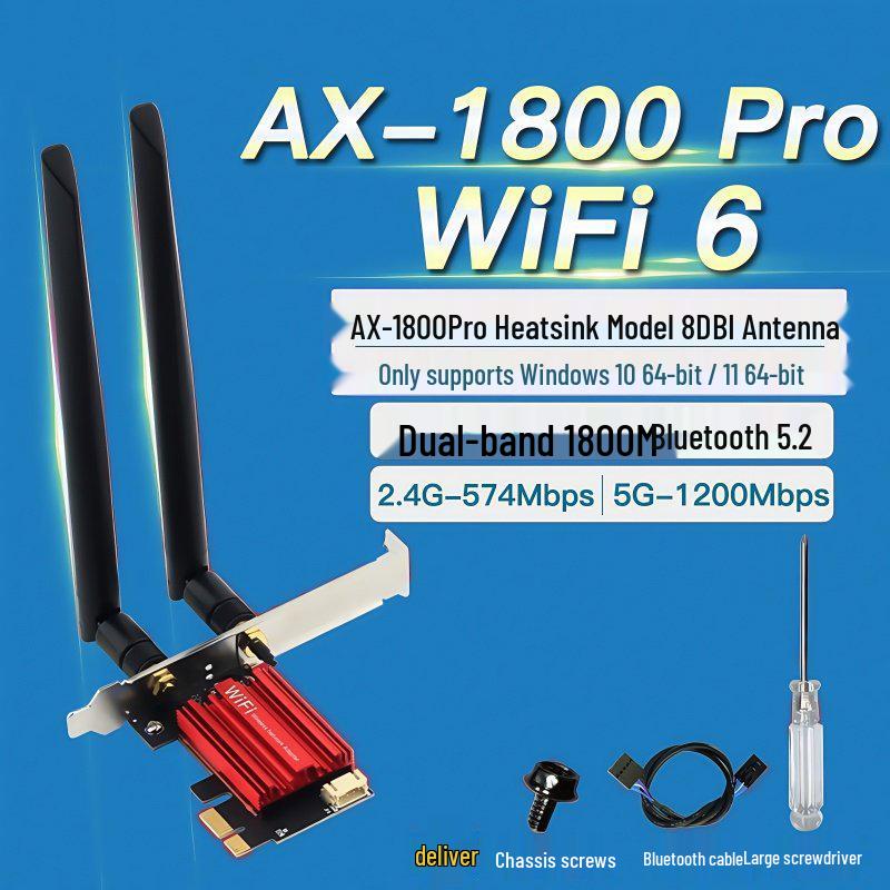 AX1800 WiFi 6 Dual-Band PCIe Desktop Network Card with 5G and Bluetooth 5.2.