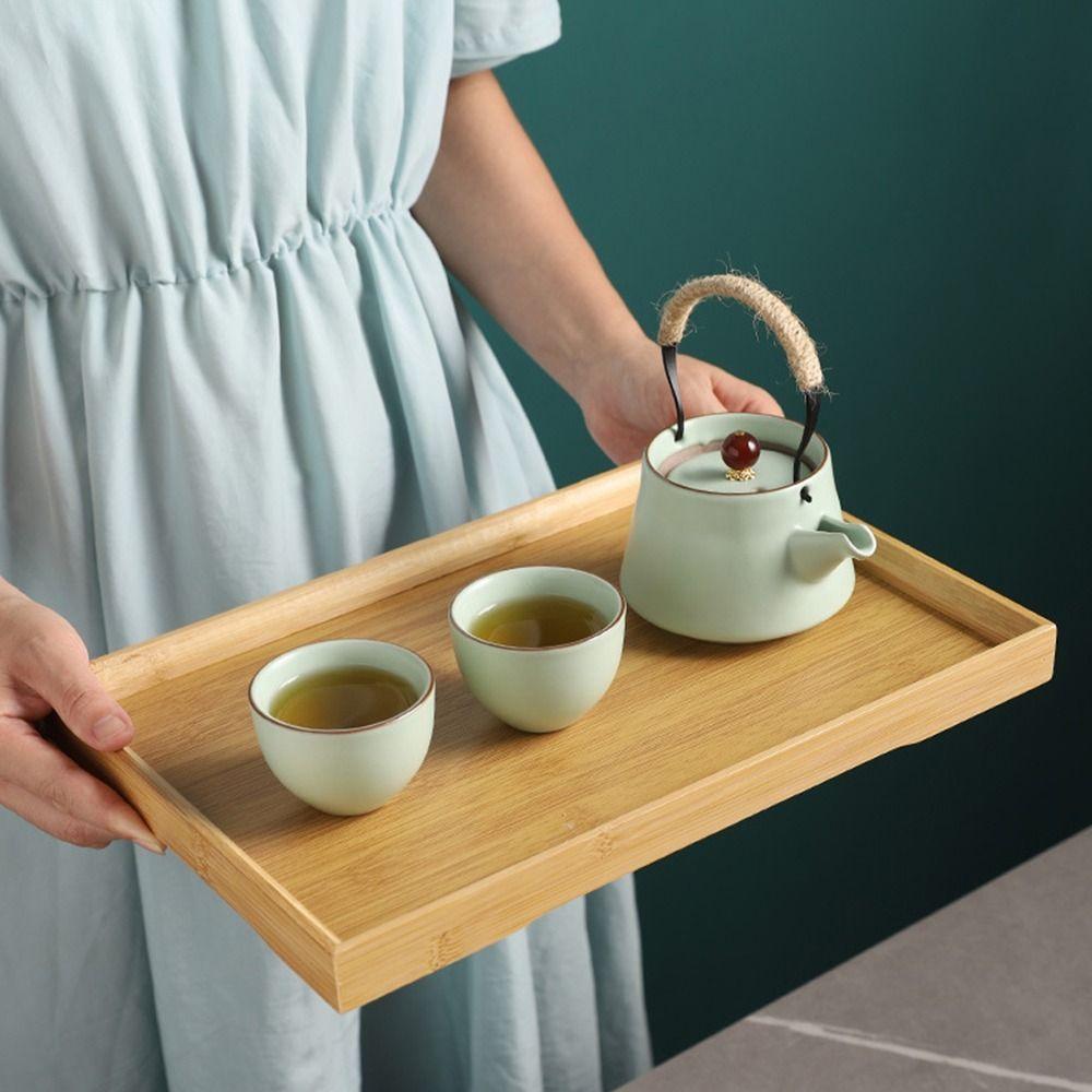 Retro Style Food Storage Trays Natural Bamboo Dessert Pallet Decorate Tray Wooden Tray  Bathroom