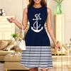 Womens Casual Sleeveless Round Neck Midi Dress With 3D Print Breathable Comfort Fit Elegant Office Style