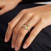 Women Trendy CZ Stone Statement Feather Metal Ring Resizable, Dainty Cubic Zirconia Open Thumb Stackable Knuckle Finger Rings