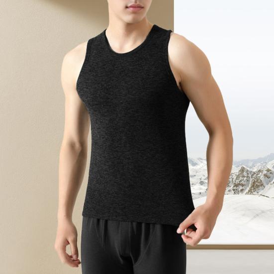 Men Vest V-Neck Sleeveless Slim Fit Pullover Tops Solid Color Casual Base Shirt Thickened Velvet Lining Camisole