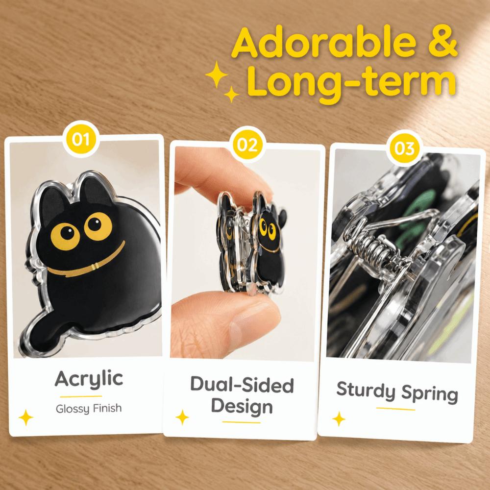 8pcs Fresh Keeping Black Cat Bag Clips Moisture-proof Kitchen Seal Clips  Seasoning Bags