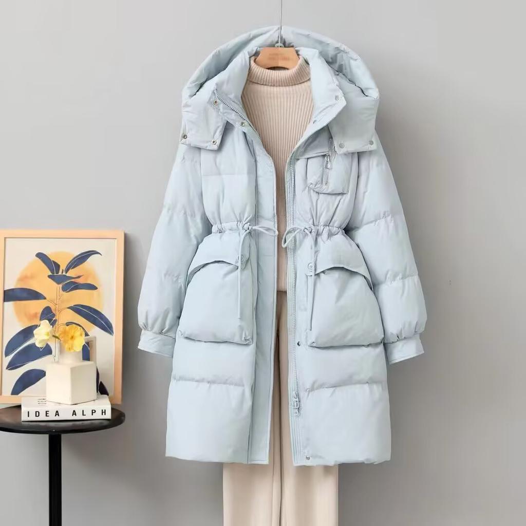 New Down Jackets In Winter, Women's Medium and Long Waist and Thin Fashionable White Duck Down Thickened Warm Jacket