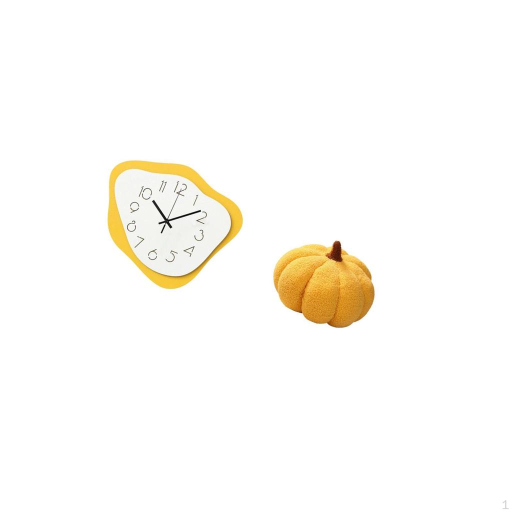 Acrylic Pumpkin Wall Clock Hanging Timepiece Modern Office Ornament Silent Holiday Housewarming