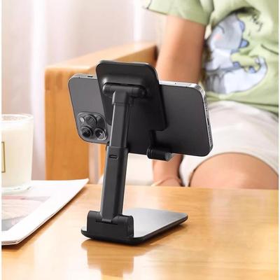 Adjustable Phone & Tablet Stand, Foldable Universal Plastic Holder for Desk Viewing with Liftable Dock, Portable Binge-Watching Stand