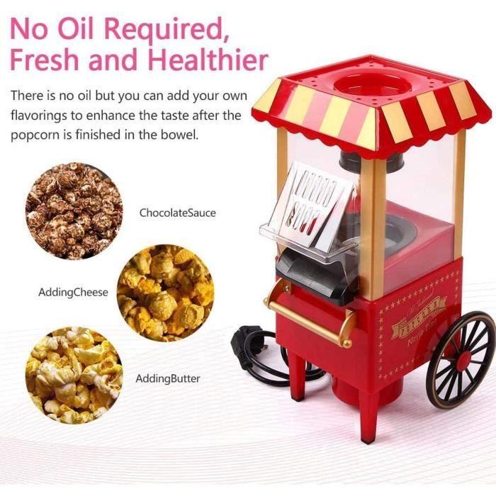 Chariot De Fabricant De Pop-Corn Professionnel Vintage, Pop-Corn Électrique À Air Chaud 1200W pour Cinéma Maison, Machine À Pop[445]