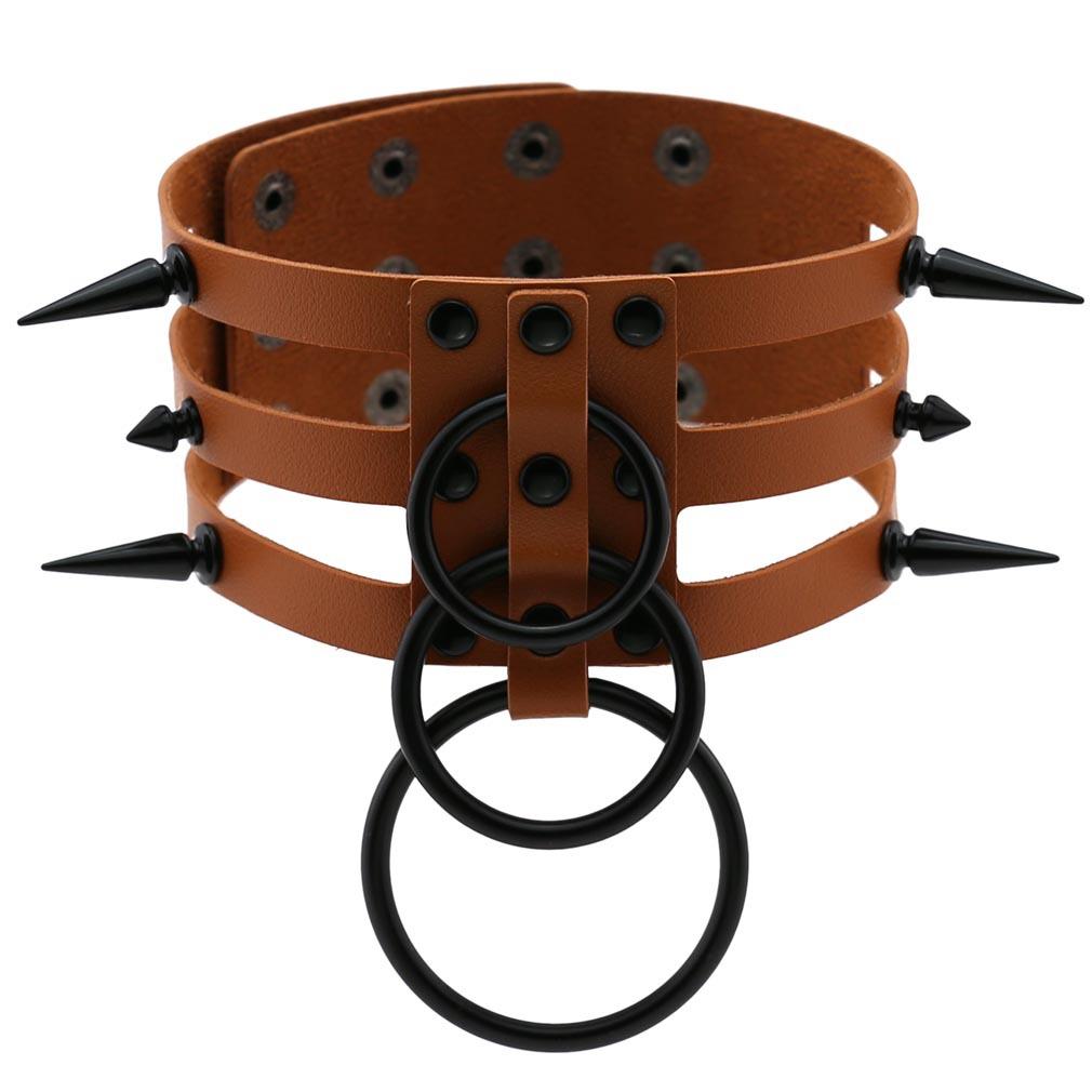 Fashion Women Men Black Rivet Leather Bondage Choker Necklace Punk Circle Spike Goth Collar Harajuku Necklaces Emo Witch Jewelry