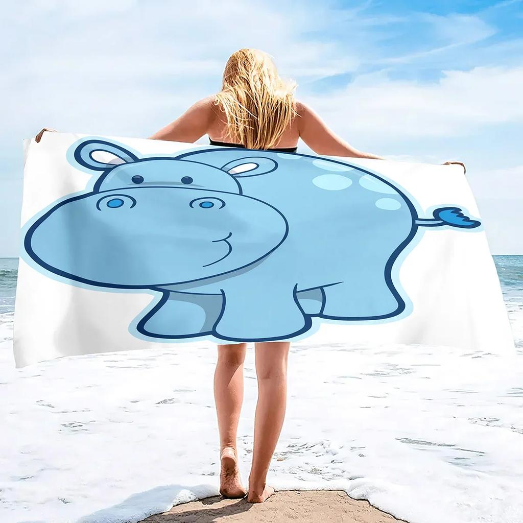Schattig Cartoon Dierenprint Microvezel Strandlaken, Groot Badlaken Sneldrogend Absorberend Zandvrij Handdoek voor Badkamer, Reizen, Sport