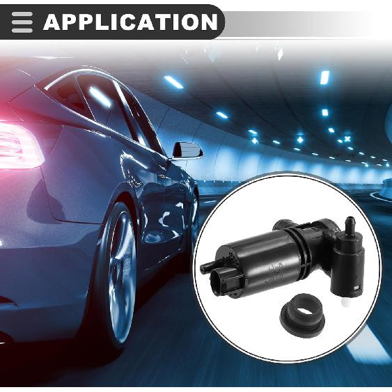 Motoforti Windshield Washer Motor Pump, for Nissan Rogue Sport 2017-2021, Plastic, with Grommet, Black