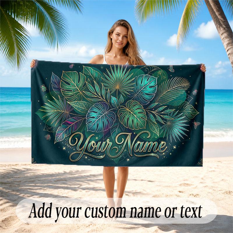 Decorative Artwork Theme Soft Beach Towel Personalized Custom Name Text Towel Portable for Beach Pool Travel
