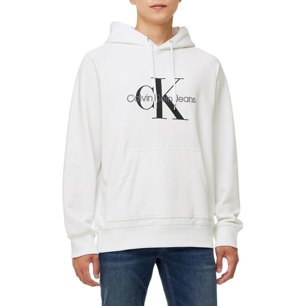 Calvin Klein Bluza z nadrukiem litery, wygodny luźny krój, raglanowe rękawy, męska bluza, jasnobiała J326969-YAF