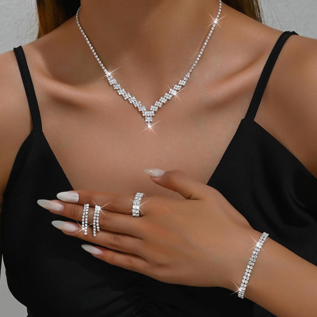 Exquisite Rhinestone Wedding & Evening Jewelry Set: Versatile Necklace & Earring Accessories for Brides