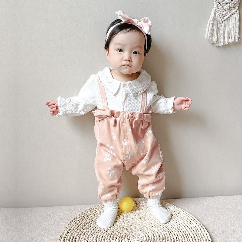 Baby Clothes Long Sleeve Spring Autumn Winter Girls Overalls Layered Style Romper Coveralls Baby Birth Preparation Gift Gift Gift Pattern Bow Pink