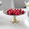 Abstract Art Metal Tray, Fruit Bowl, Circular Petal Base High Foot Fruit Tray, Stainless Steel Storage Tray, Snack Plate