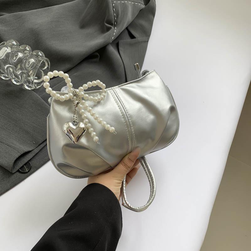 

Stylish Small Square Bag With Zipper Closure And Inner Pocket For Daily Use Without Charm срібний