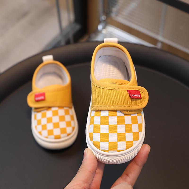 Plaid Canvas Shoes for Kids - Spring & Autumn 2026 Collection, Indoor Shoes for Boys & Girls