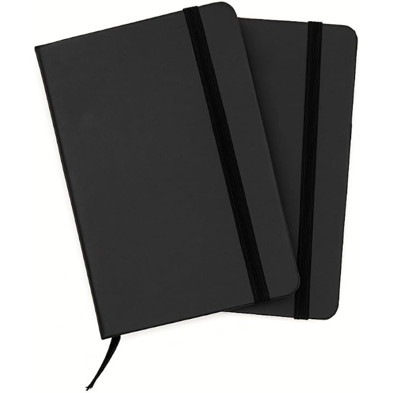 Accuprints Pack Of 2 Hard Bound Diary Size 6 X 4.2 Inches Notebook Diary With Elastic Lock Pu Leather Pages For Office (