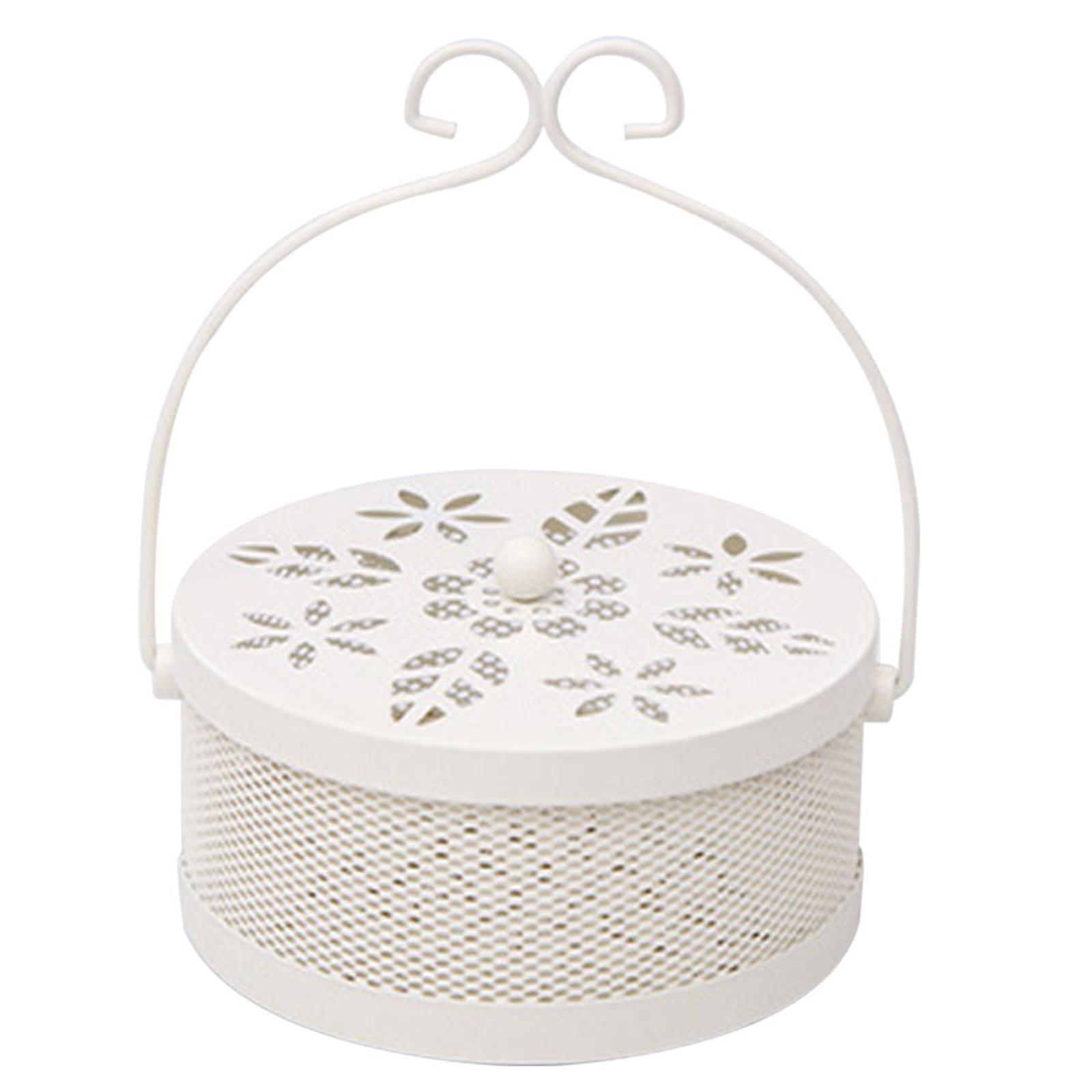 

Круглая подставка для благовоний от комаров, подвесная коробка для благовоний от комаров, спиральный держатель для благовоний от комаров с крышкой, портативная подставка для благовоний белый
