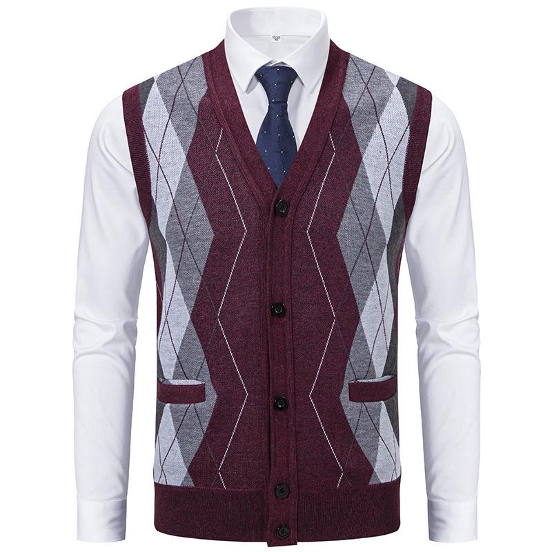Men's Sleeveless Fleece-Lined Knit Cardigan: Autumn/Winter Plus Size Loose Fit Sweater