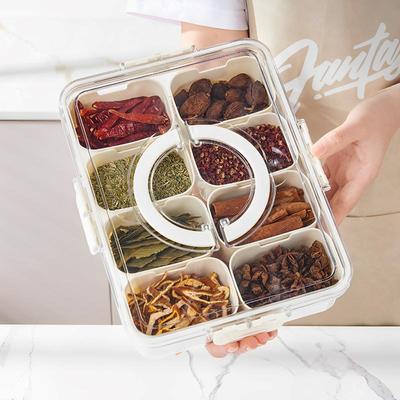 4/8 Compartments Divided Serving Tray with Lid Handle Portable Snack Platters Organizer Reusable Fruit Divided Plate Box