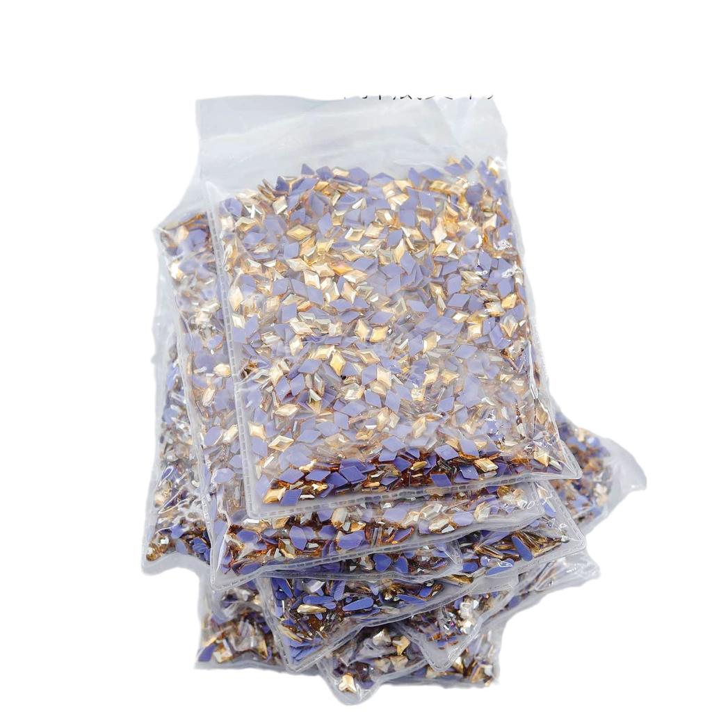 Mesh Bottom Nail Art Diamond, Champagne Special-Shaped Diamond, Small Size, No Bottom Nail Drill, Washable Flat Bottom Special-Shaped Whole Batch