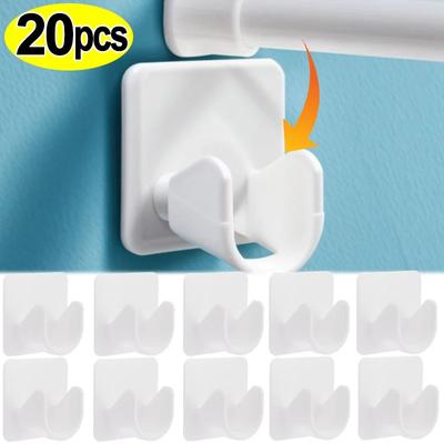 1/16pcs Strong Curtain Rod Bracket Holders Hooks Self-adhesive Wall Curtain Fixed Clip Hanging Rack Hook Cupboard Bathroom Hook