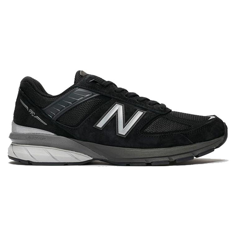New Balance NB 990 V5 Vintage Textile, Leather Cushioning, Wear Resistant Low Top Running Shoes Men's Black 2E Width M990BK5(2E)