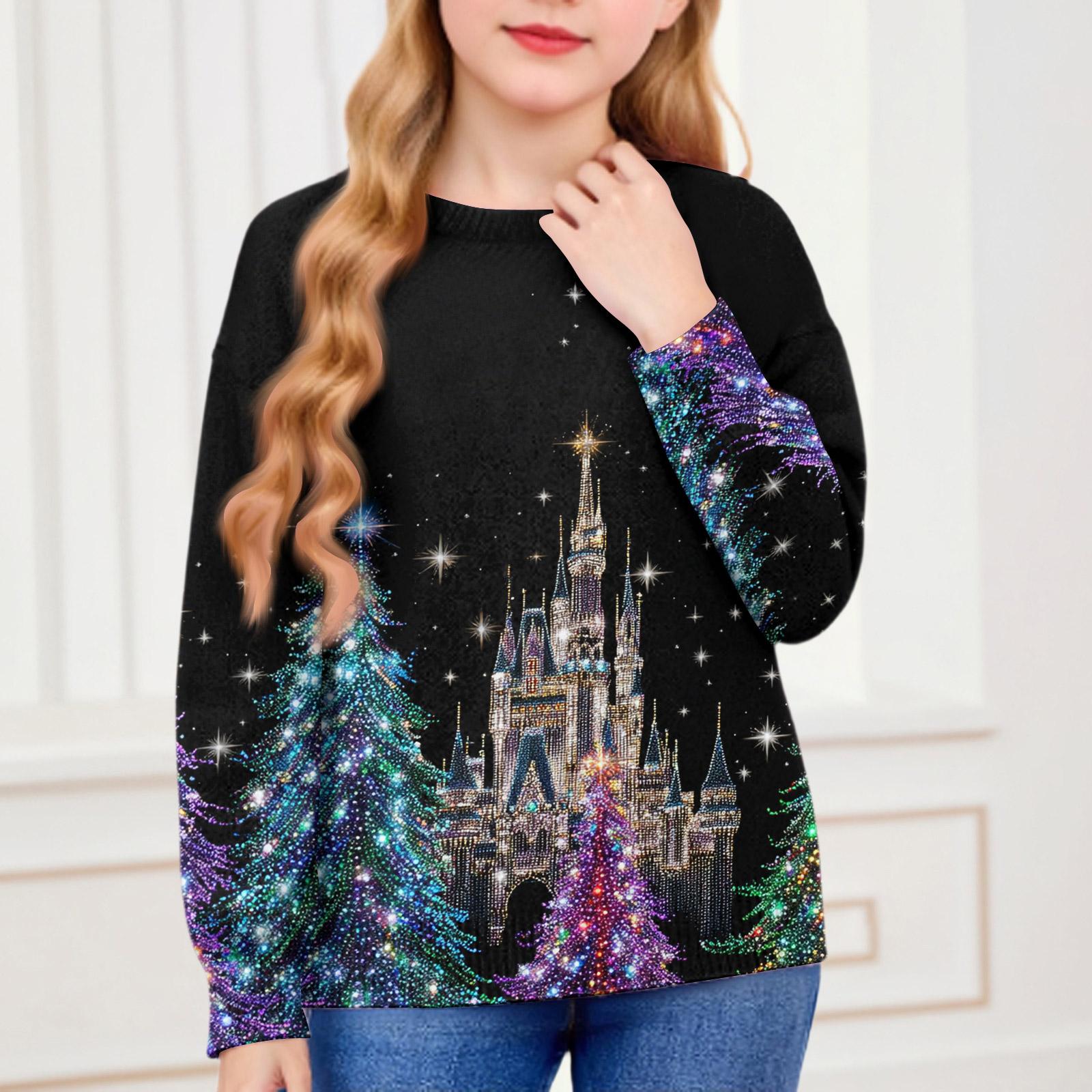 

Рождественские свитшоты для детей мальчиков и девочек вязаный свитер милая рубашка осенний пуловер с круглым вырезом топы 90 небесно-голубой