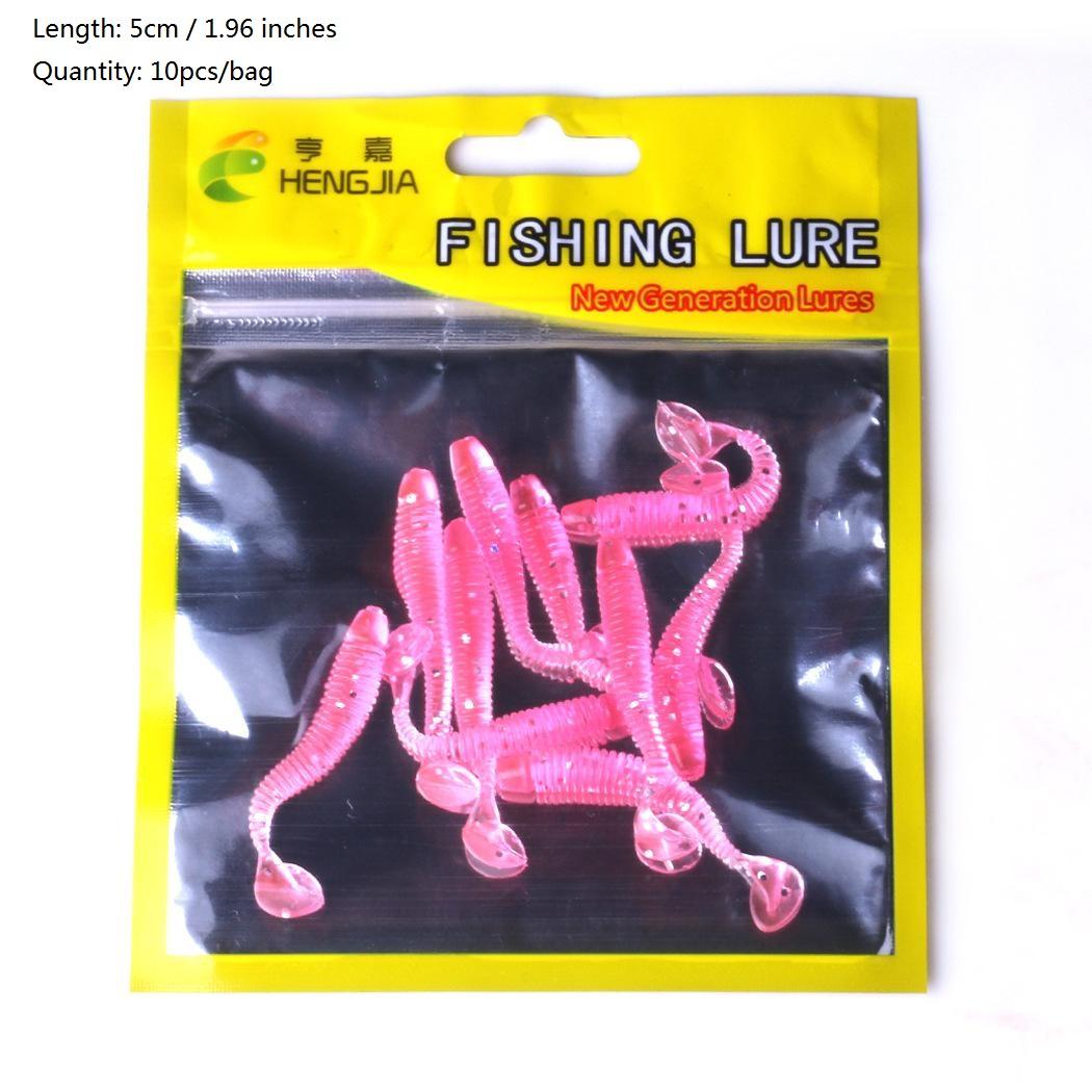 

10pcs 1.95 Inches Mini Soft Grubs Lure Worm Bait Soft Worm Silicone Bait Swimbait Bass Wobbler рожевий