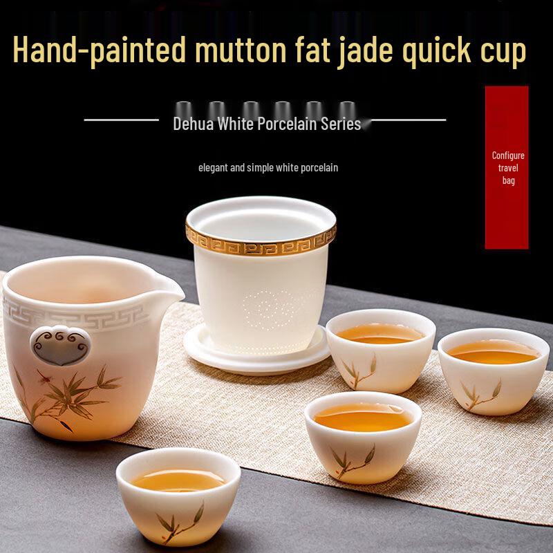 Handon Dehua White Porcelain Travel Tea Set