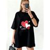 Oversized T-Shirt Black Love Heart And Arrow Print For Casual Wear