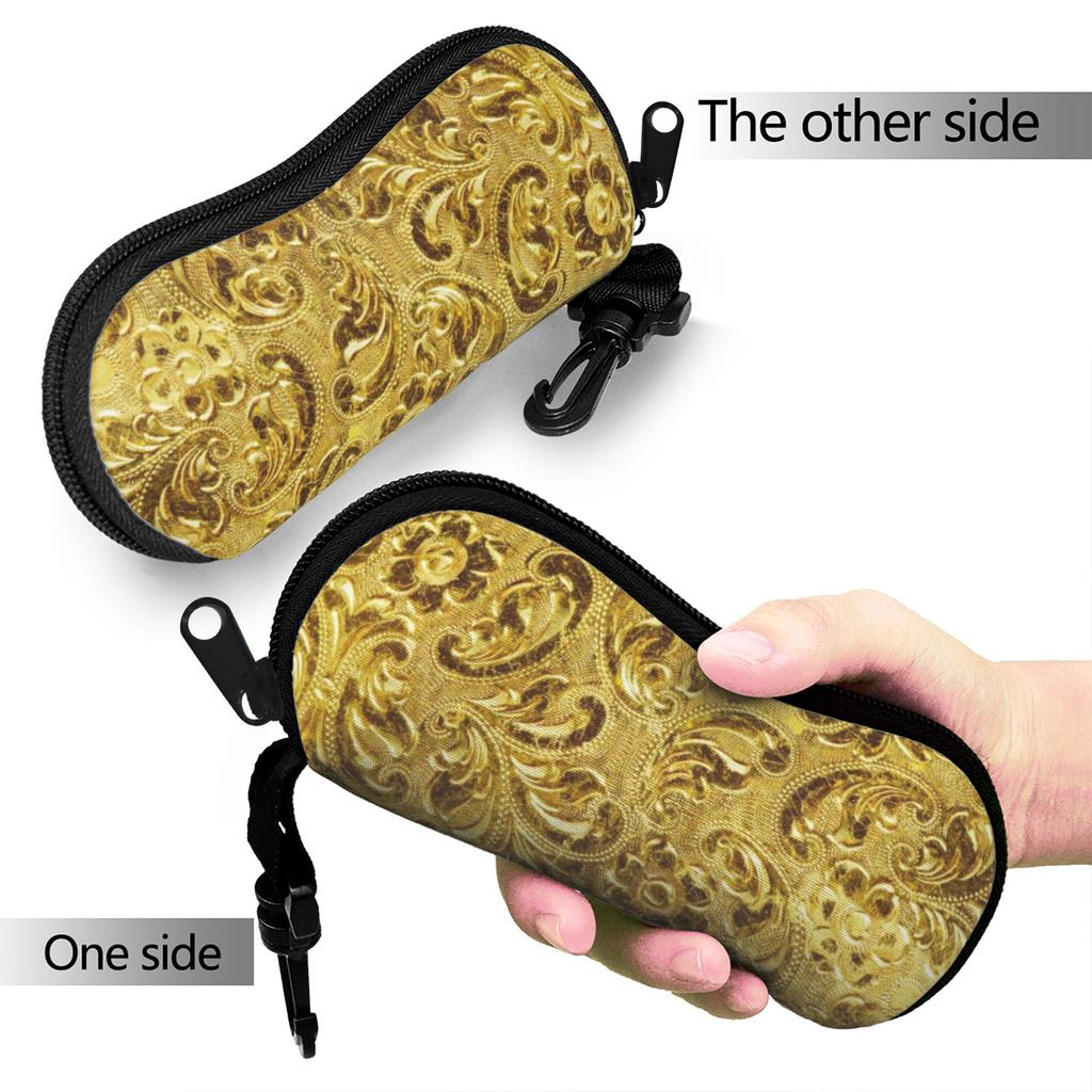 Golden Medallion Baroque Glasses Case Gifts For Girl Zipper Glasses Box Cute Eyewear Container