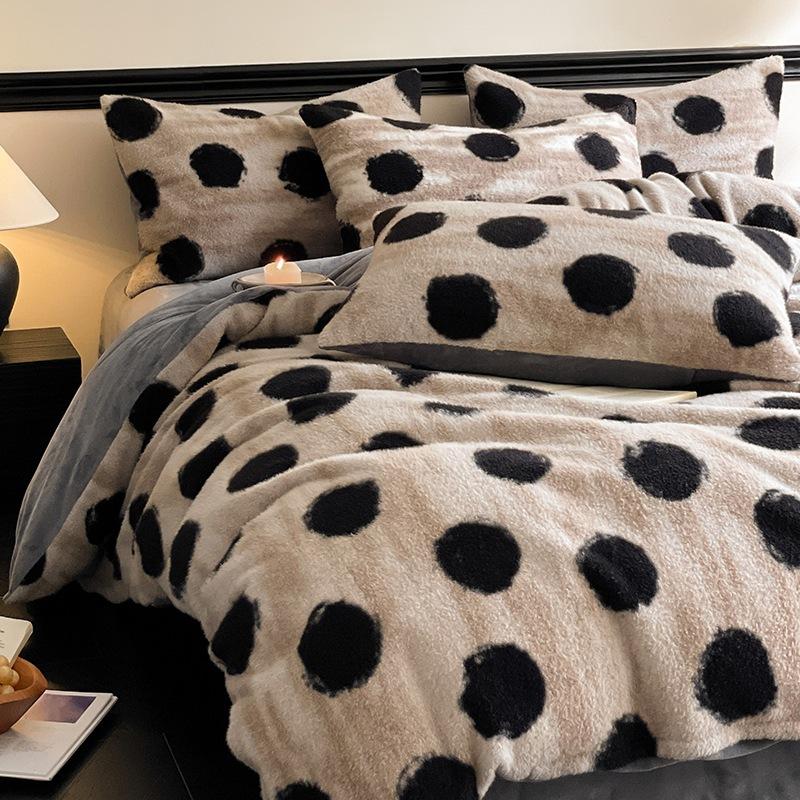High-Grade Gorgeous A Version 350G Dolly Cashmere B Version 230G Thermal Oxygen Fleece Four-Piece Set Thickened Milk Fleece Sheets