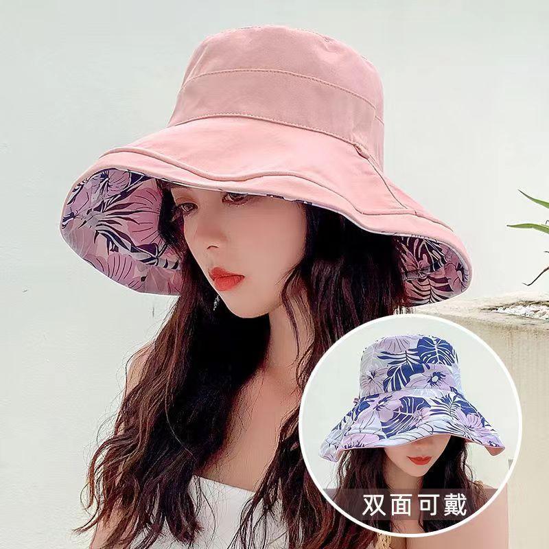 Hat sunscreen female sunshade summer double-sided bucket hat Korean anti-ultraviolet sunshade foldable sunscreen hat