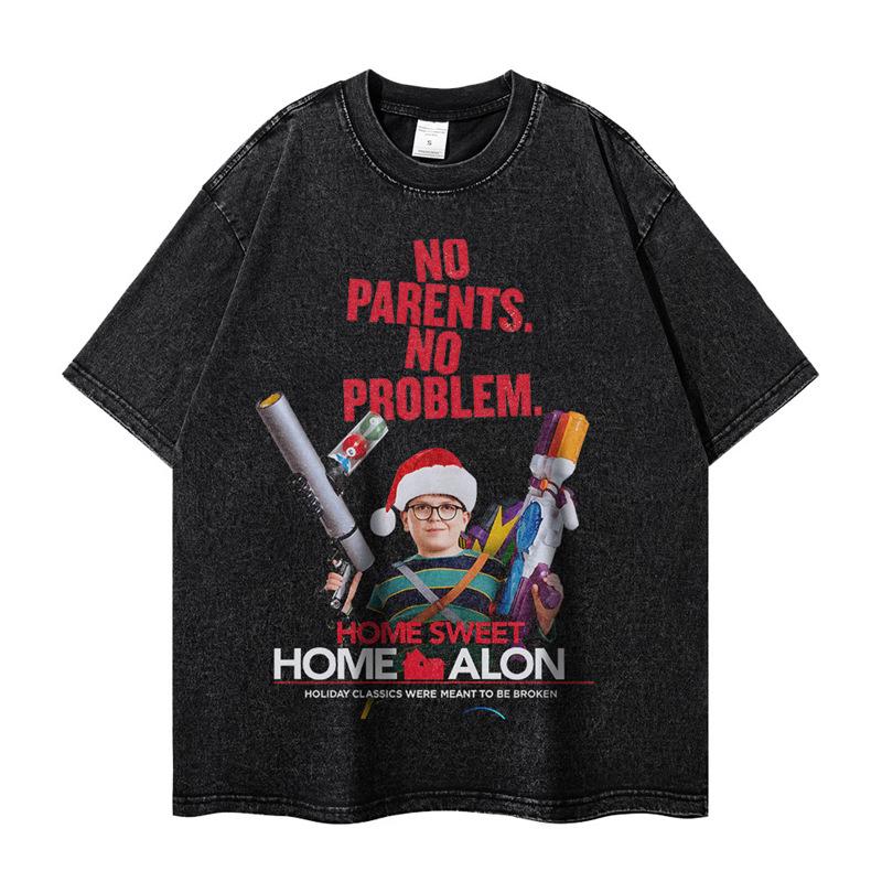 Retro American Movie Poster Unisex Washed T-Shirt - Short Sleeve, Crew Neck, Loose Fit