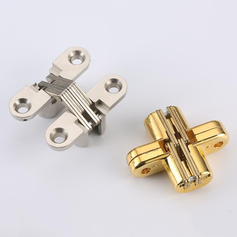 2Pcs 12x43MM Invisible Hinges Silent Close Cross Hinge Hidden Concealed Cabinet Cupboard Door Wooden Boxes For Folding Furniture