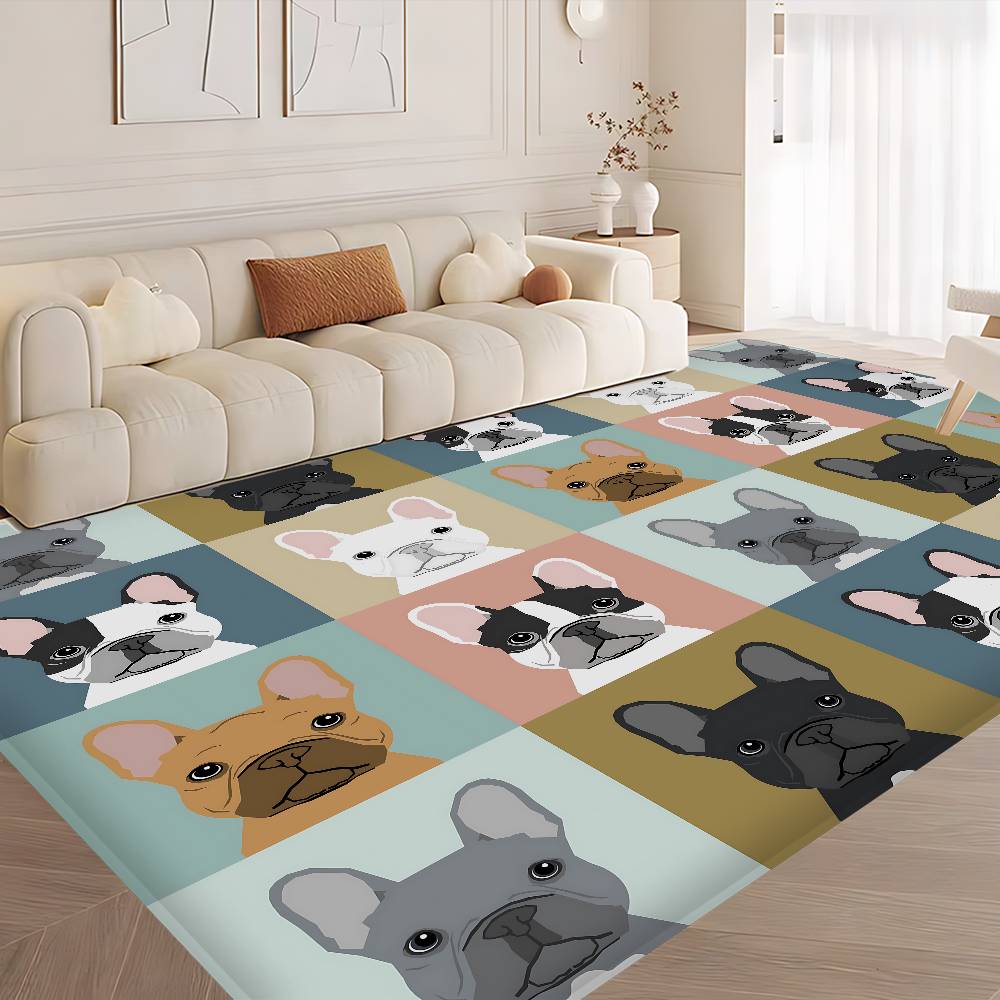 Anime French Bulldogs Floor Mat Cheaper Anti-slip Modern Living Room Balcony Printed Bedside Mats