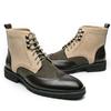 Men Green Brogues Motorcycle Casual Ankle Boots Wingtip Dress Formal High Top Leather Boots Over Sized