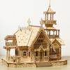 DIY Villa 3D Wooden Model Kit with Light Castle Puzzles Assembly Toy Kid Adult DIY Model Kits Desk Decoration for Gift