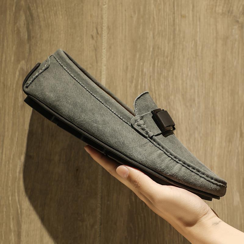 Sommer Herren Echtleder Schuhe Handgefertigt Herren Slipper Schuhe Elegante Herren Kleiderschuhe Atmungsaktive Fahrmokassins Weiche Slipper
