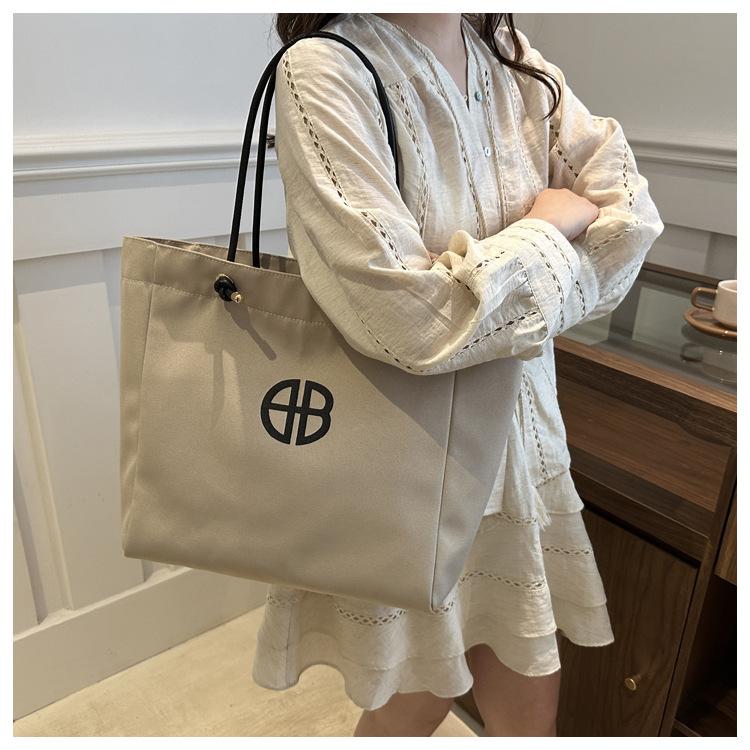 

Korean version of women s bag, fashion shopping bag, casual and versatile commuter shoulder bag, outing carry-on large-capacity canvas tote bag хаки