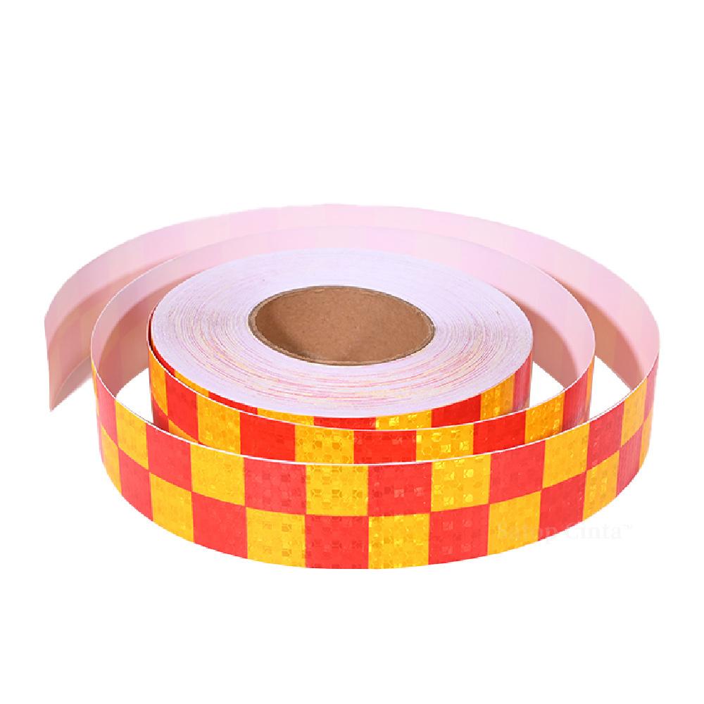 50mmx10m Shining Grid Reflective Warning Self-adhesive Waterprood High Reflection Red Yellow Black Fluorescent Stikcer For Truck