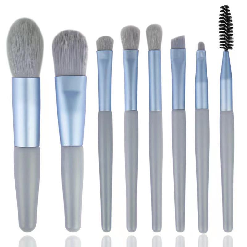 8-Piece Soft Bristle Makeup Brush Set for Beginners - Portable Eyeshadow & Foundation Brushes