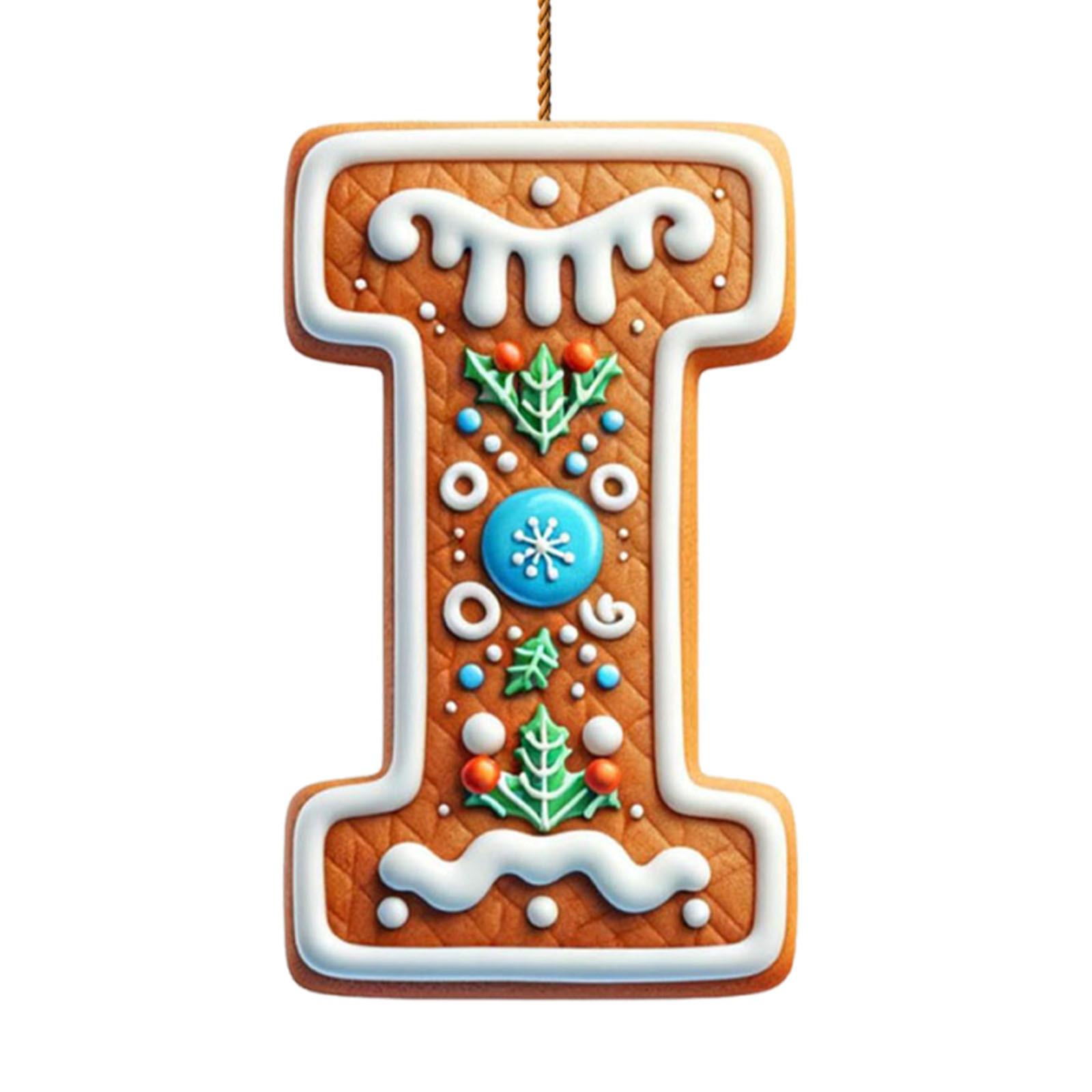 

2D Acrylic Letters Hanging 26 Pcs Set Gingerbread Style Detail Festive Holiday Christmas Tree Hanging Home Decorating One Size