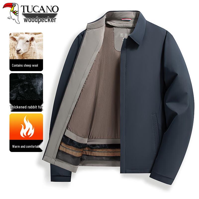 

TUCANO Men s Rabbit Fur Lined Lapel Cotton Jacket 4XL