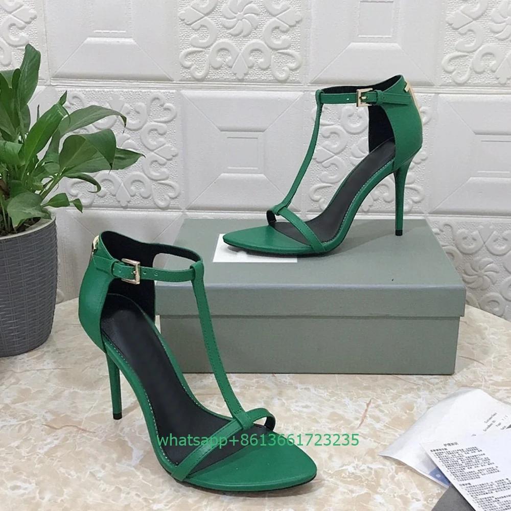 

Fashion T-Tied Open Toe Women Sandals Genuine Leather Stiletto Heel Sexy High Heels Cover Heel 10.5CM Ankle Buckle Fashion Summer Sandal 43