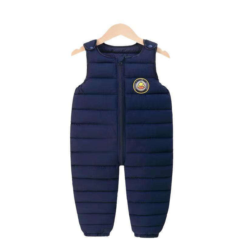 Baumwoll-Latzhose für Babys und Kleinkinder mit Schrittöffnung - Dicker Winter-Overall für Jungen und Mädchen